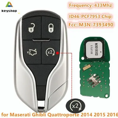 For Maserati Ghibli Quattroporte 2014 2015 2016 Smart Remote Key Fob M3N-7393490 • $21.97