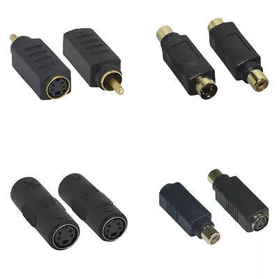 S-Video / RCA Male Female M/M M/F F/F Adapter Gender Gold Connector Mini DIN-4 • $7.25