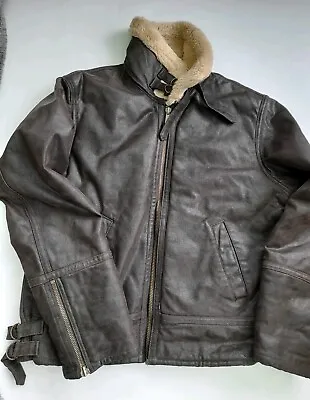 VTG  Real Leather SHEEP Style G B3 Air Force Flight Bomber Jacket L • £54