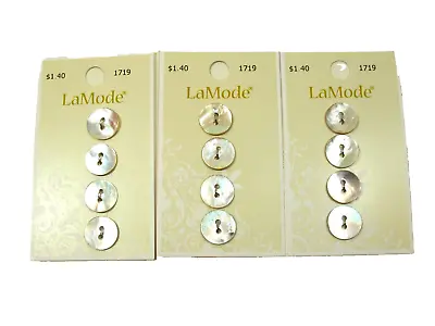 Silver Gray Shell Buttons X 12 Pieces La Mode 2-Hole  1/2  Diameter 1253 • $3.84