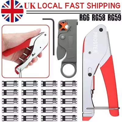 	Connector Compression Tool RG6 RG58/59 F Fitting Coaxial Cable Crimper Stripper • £11.74