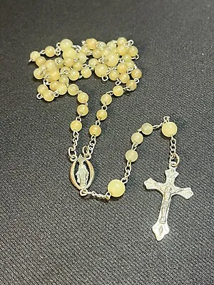 Vintage Rosary  Glass Beads Silver Tone Crucifix Religious Spiritual • $17