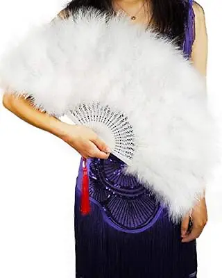 Handheld Marabou Feather Fan 1920s Vintage Style Flapper Hand Fan For Costume Pa • $19.35