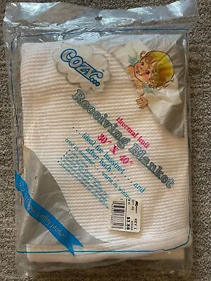 Vtg MORGAN Baby Blanket WHITE 30x40” Thermal Waffle Knit Cozy New Sealed 1984 • $38.99