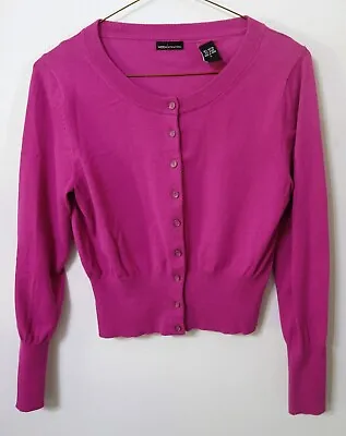 MODA INTERNATIONAL L Sweater Purple Cardigan Scoop Neck MINT $10 Clearance • $10