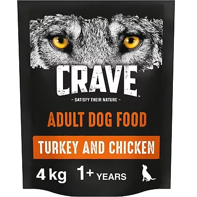 4kg Crave Natural Grain Free Adult Dry Dog Food Turkey & Chicken (4x1kg) • £21.99