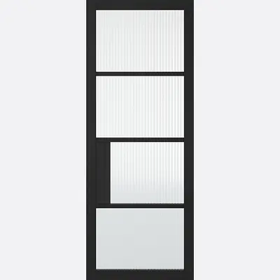 Internal Chelsea Black Primed Reeded Glaze Door • £174.99