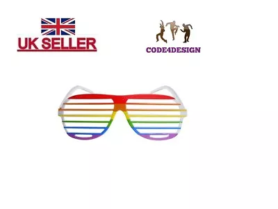 Pride Rainbow Shutter Glasses - Costume Accessory Fancy Dress Up Festival LGBT • £3.49