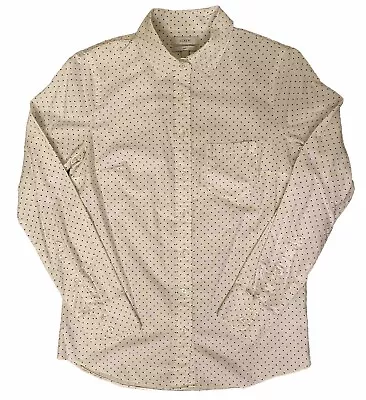 J.Crew Boy Shirt Womens  2 White Black Polka Dot  Button Up  Blouse Top • $15.97