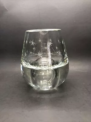 Vintage Heavy Glass Oil Candle Vase Etched Moon And Stars • $19.99