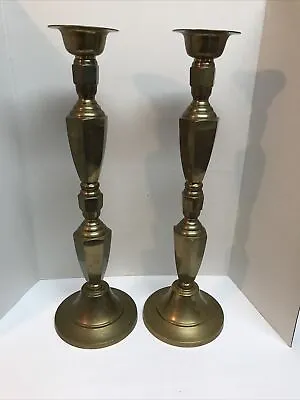 Pair Of Vintage 21” Brass Floor Standing Altar Candlesticks Candle Holders • $79.20