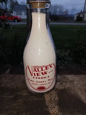 Valley View Dairy Farm Mann's Choice Pa. Clear Quart Milk Bottle • $199.99