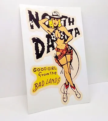 NORTH DAKOTA Pinup Vintage Style Travel DECALVinyl StickerLuggage Label Pin Up • $4.69