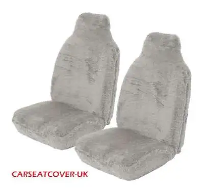 For Mercedes Viano (2010-) Grey Sheepskin Faux Fur Car Seat Covers - 2 X Fronts • £41.99