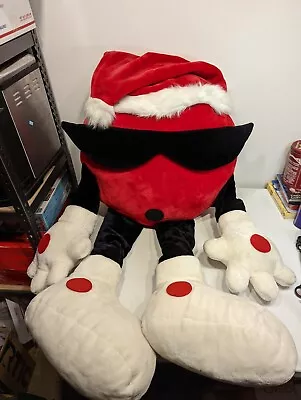 7UP Cool Spot Giant Plush Stuffed Toy W/ Santa Hat 1987 • $22