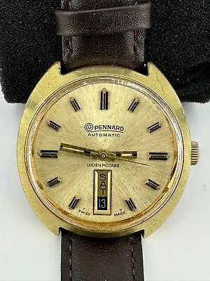 Pennard Lucien Piccard Men's Automatic Gold Tone Sunburst Dial Vintage Watch • $99