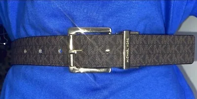 Michael Kors Belt Reversible Brown To Vanilla MK Logo Both Sides Gold Buckle  • $25