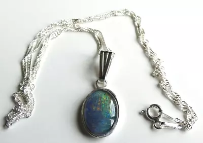 Exquisite  Sterling Silver Mount & Opal Triplet  Cabochon Pendant.  • £58