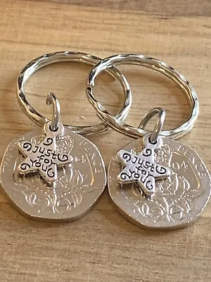 20th Wedding Anniversary Gift Keyrings 2004 Coins And Charms In Gift Bag X2 • £7.99