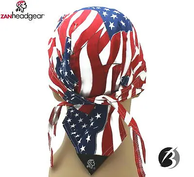 Headwrap DuRag Skull Cap Cotton Wavy American Flag ZAN Road Hog Flydanna • $10