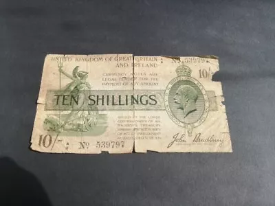 Treasury Banknote John BRADBURY Ten 10/- Shillings A8 539797 • £55