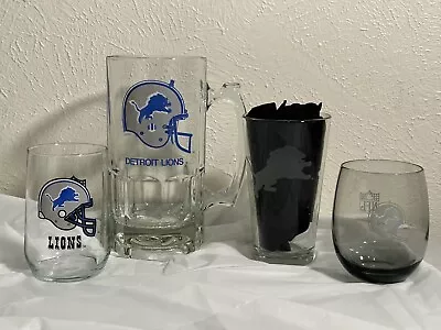 4 DIFFERENT VINTAGE NFL GLASSES Detroit Lions BARWARE WHISKEY GLASSES • $34.99