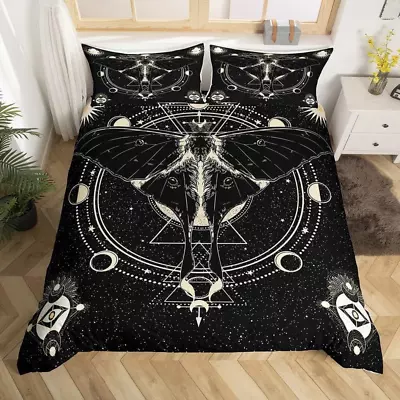 Death Moth Duvet Cover Set King SizeStars And Moon Phase Space Comforter Cover  • $54.99