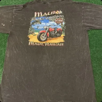 Vintage 90s Y2K Harley Davidson Maui Hawaii Biker VTG Shirt L Distressed • $14.99