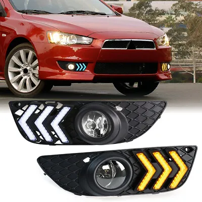 For Mitsubishi Lancer 2008-2013 Front Bumper Fog Light DRL Driving Lamps Kit • $90.25