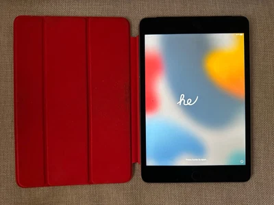 $38 • Buy Apple IPad Mini 4 16GB Wi-Fi + Cellular Space Grey - Red Smart Cover