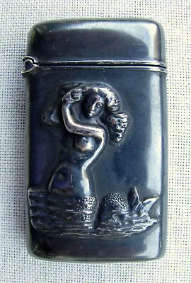 Antique 3-dimensional Embossed Hand Made Sterling Silver Nude Mermaid Match Safe • $175.50