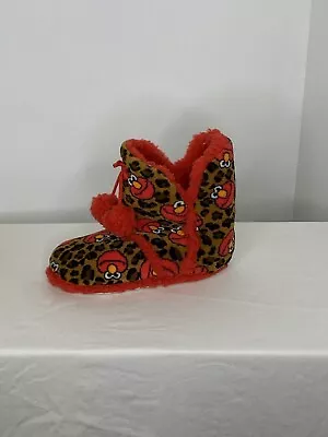 Sesame Street Fleece Animal Print Elmo Bedroom Slippers Size 5/6 Small • $12