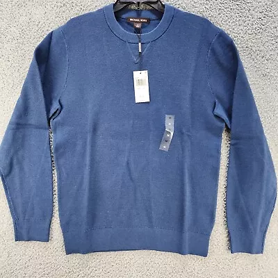 Michael Kors Sweater Men's Medium Denim Ribbed Contrasting Stitch Round Neck~ • $13.64