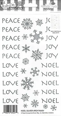 E-Z Rub-On Metallic Foils (PeaceLoveJoyNoelSnowflakes) Papercraft - ROY769SV • £2.25