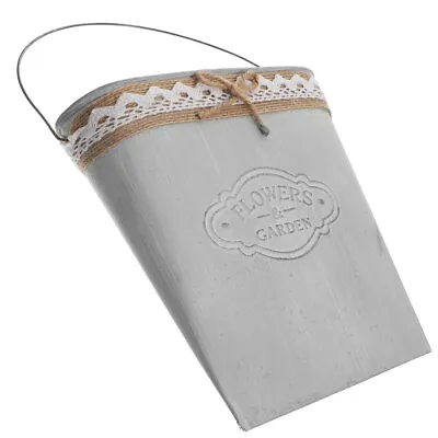 Galvanized Buckets Plant Hanging Wall Planter Galvanized Flower Vase Tall • £16.68