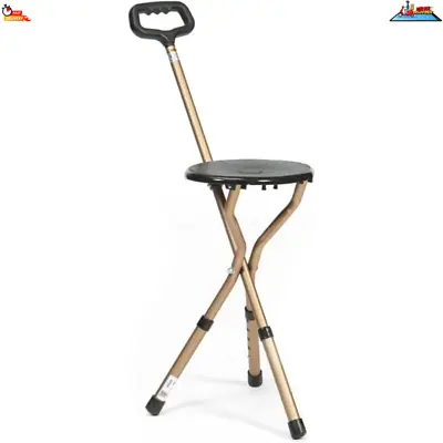 Drive Adjustable Aluminium Cane Seat Folding Walking Stick Chair Tripod Stool UK • £24.97
