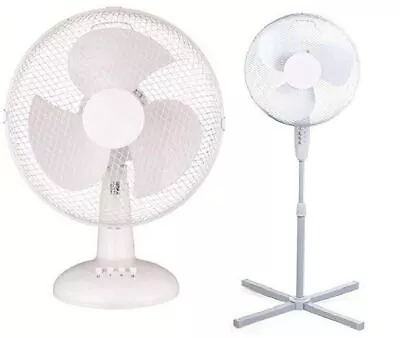 New 12/16inch Pedestal Oscillating Stand Fan Desk Electric Tower Standing Home • £19.95