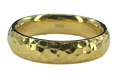 Solid 22K Gold Hammered-Style Wedding Band - Ring Size 8.25  5mm Wide • $1100