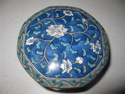 Vintage ETUDE Porcelain Trinket Box Blue Floral Takahashi San Francisco 1986 • $10.95