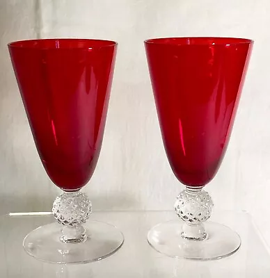 2 Morgantown Spanish Red Golf Ball 4 7/8  4 Oz. Footed Juice Tumblers • $52.70