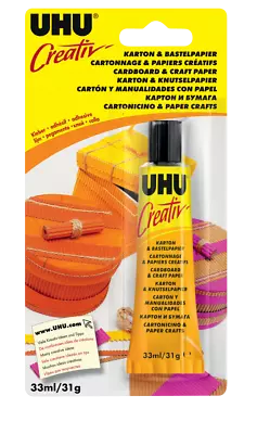 UHU Creativ Adhesive Glue - For Use On Cardboard & Craft Paper  31g/33ml Tube • £3.79