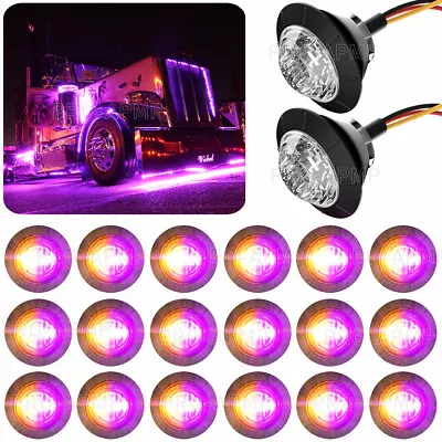 20x Round Amber-Purple LED Marker Lights 12V Truck Trailer 3/4 Side Bullet Light • $27.98