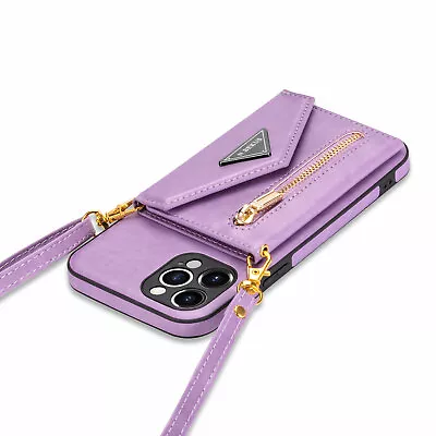 For IPhone 15 14 13 12 11 Pro Max XS 8 Leather Wallet Crossbody Strap Stand Case • $12.44