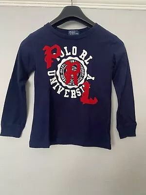 Ralph Lauren Polo Kids Navy Long Sleeved Print T Shirt Age 6 • £5.99