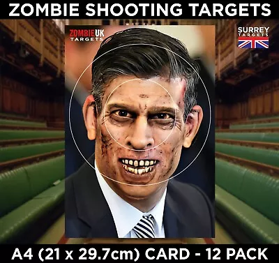 ZOMBIE RISHI SUNAK Shooting Targets Air Rifle Pistol A4 Size 12 Pack TORY PARTY • £5.99