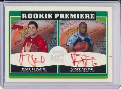 2006 Topps Rookie Premiere Dual Red Ink Auto Sp Rc Matt Leinart Vince Young Mlvy • $60