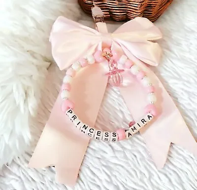Personalised Handmade Baby Girl Pink Pram Charm Dummy New Baby Shower Gift  • £7.49
