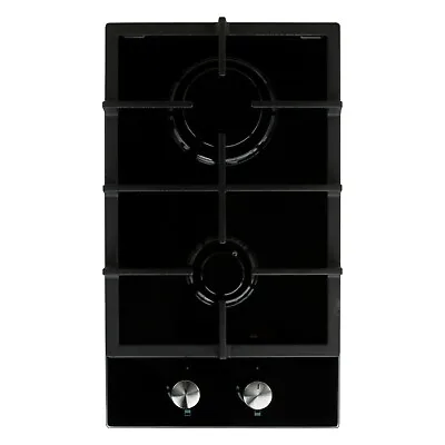 £94.99 • Buy Cookology GGH306BK 30cm 2 Burner Gas On Glass Hob With Cast Iron Pan Supports