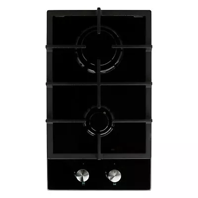 £94.99 • Buy Cookology GGH306BK 30cm 2 Burner Gas On Glass Hob With Cast Iron Pan Supports