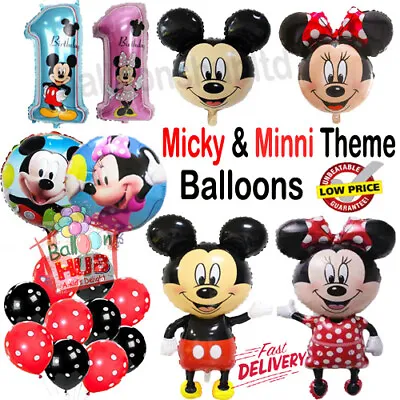 Disney Mickey Mouse Polka Dots Birthday Balloon Foil Latex Birthday Party UK • £2.49